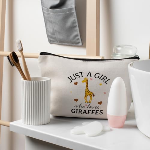 Giraffe Gifts for Women, Just A Girl Who Loves Giraffes Makeup Bag, Cute Cosmetic Bag Travel Toiletry Bag for Women, Beach Lover Gifts, Nautical Ocean Sea Animal Zipper Makeup Pouch - color: Giraffe