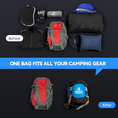 Hikenture Compression Sack for Sleeping Bag, Upgrade Anti-Tear Nylon Sleeping Bag Stuff Sack, 10L/14L/20L/30L Water-Resistant Compression Bag, Storage Bag - color: Blue, size: 30L