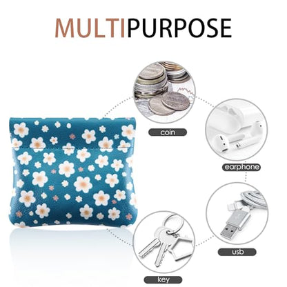 Travelambo Leather Squeeze Coin Purse Pouch Change Holder For Men & Women - color: Cute Floral