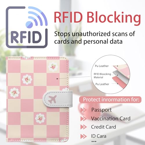 Passport Holder, Travel Wallet Cover with Pen Loop | Cute RFID Blocking Leather Case with Magnetic Closure for Travel Essentials-Sweet - color: M-Sweet