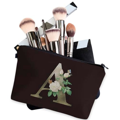 Deanfun Makeup Bag, Bride Bridesmaid A-Z Make Up Bag, Small Personalized Initial Letter 3D Printings Waterproof Cosmetic Bags for Women (A) - color: Letter A