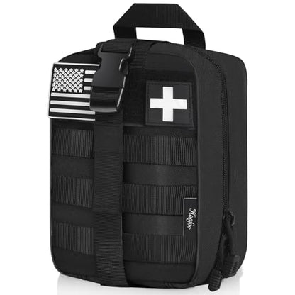 Medical Molle Pouch Tactical - 1000D Nylon First Aid Pouch, Big Capacity EMT Pouch Utility, Heavy Duty Military Grade Rip-Away Ifak Pouch for Home and Outdoor Activities（Bag Only - color: Black