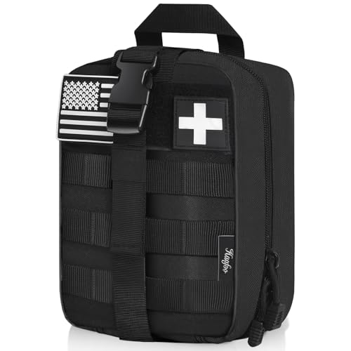 Medical Molle Pouch Tactical - 1000D Nylon First Aid Pouch, Big Capacity EMT Pouch Utility, Heavy Duty Military Grade Rip-Away Ifak Pouch for Home and Outdoor Activities（Bag Only - color: Black
