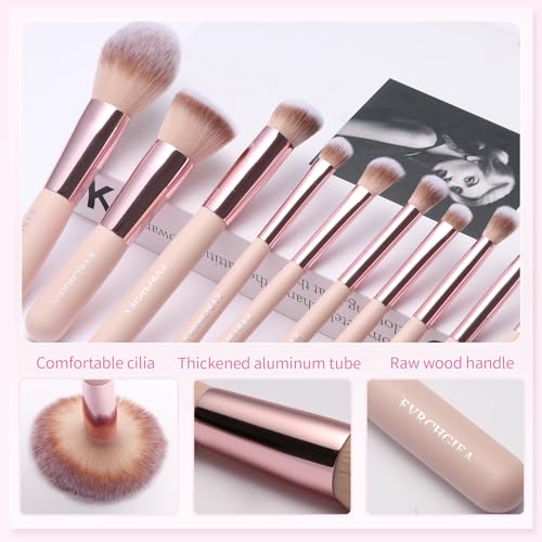 15pcs Travel Makeup Brushes Foundation Powder Concealers Eye Shadows Travel Mini Makeup Brush Set with 12pcs Puff, Sponge and Bag (pink)