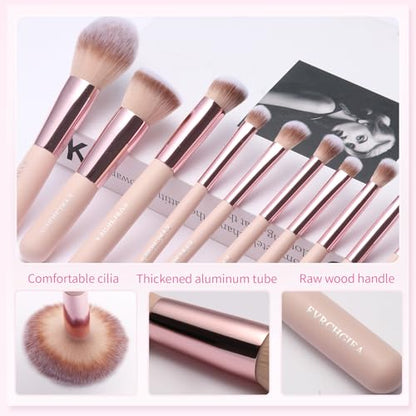 15pcs Travel Makeup Brushes Foundation Powder Concealers Eye Shadows Travel Mini Makeup Brush Set with 12pcs Puff, Sponge and Bag (pink)