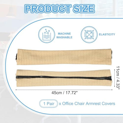 PATIKIL 18x4.3 in Office Chair Armrest Covers, 1 Pair Office Chair Arm Covers Long Computer Chairs Arm Rest Cover with Zipper Removable Rest Slipcover Hand Rest Protector, Beige - color: Beige, size: 18"