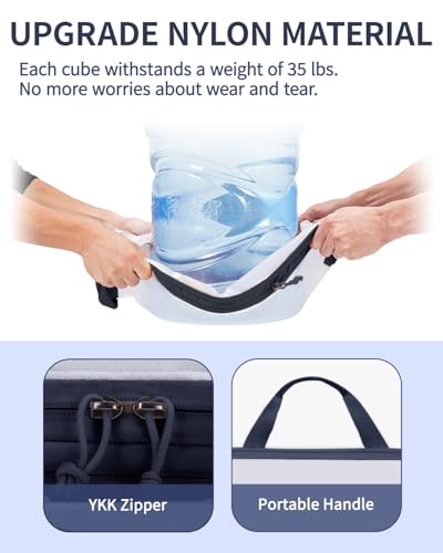 ECOHUB 6 Set Compression Packing Cubes, Lightweight Cruise Ship Vacation Travel Essentials, Durable Travel Accessories for Suitcase Luggage Organizer Bags Set with YKK Zippers Shoe Bag, Dark Blue - color: Dark Blue