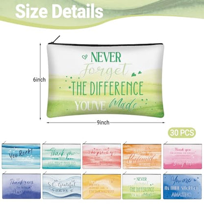 30 Pcs Thank You Makeup Bag Bulk for Women Canvas Cosmetic Bag Employee Appreciation Gifts for Coworker Staff Worker Social Volunteer Mother Teacher Nurse - style: Thank You