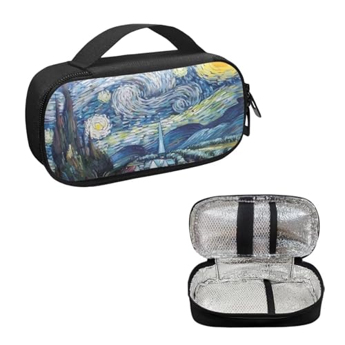 Starry Night Print Insulin Cooler Travel Case Portable Zipper Diabetic Care Organizers, Insulin Storage Bag for Women Men Diabetic Supplies Organizer for Trip and Daily Use - color: Starry Night