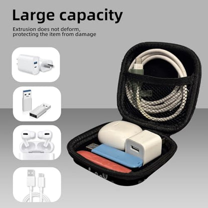 Square Data Cable Earbud Charger Coin Storage Bag Shockproof and Drop-Proof EVA Material Compatible with AirPod(Dog Paw Print and Star) - color: Dog Paw Print And Star
