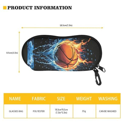 AFPANQZ Glasses Case with Carabiner Hanging Portable Neoprene Zipper Sunglasses Case Soft Lightweight - color: Basketball Water Flame