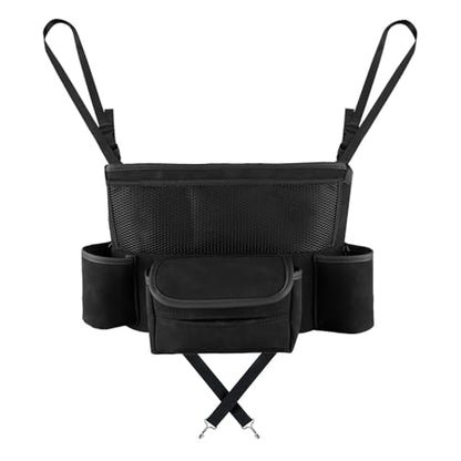 Car Organizer, Leather Large Capacity Car Purse Holder Between Seats, Seat Back Net Bag Double-sided Tissue Storage Handbag Holder Car Divider (Black) - color: Black