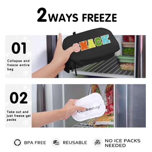 Cerbonny Mini Cooler Bag, Freezable Lunch Bag & Snack Bag, Insulated Bag for Travel/Work/School, Small Cooler Lunch Box with Detachable Gel Packs - color: Black - Snack