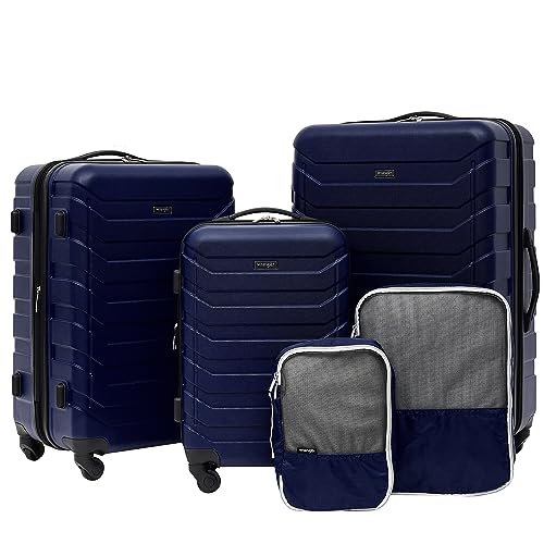 Wrangler 5 Piece Luggage & Travel Accessories Set, Blue - color: Blue, size: 5 Piece Set