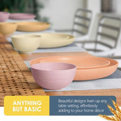 Teivio 32-Piece Wheat Straw Dinnerware Sets for 8, Dinner Plates, Dessert Plate, Cereal Bowls, Cups 13.5oz, Unbreakable Colorful Plastic Outdoor Camping RV Kitchen Essentials Dishes, Pink Ombre - color: Pink Ombre