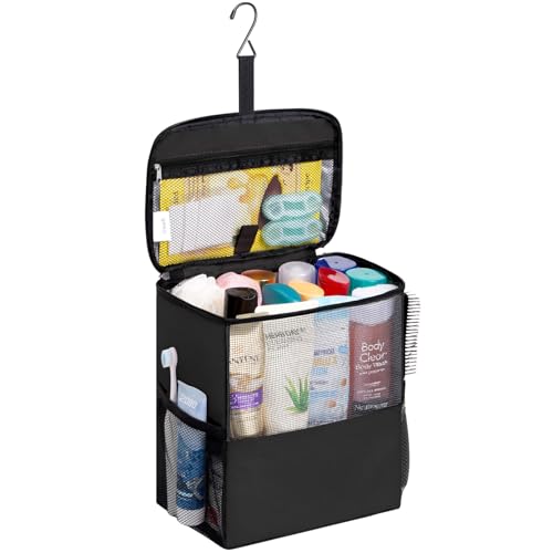 Lifewit Shower Bag Mesh Shower Caddy Portable College Dorm Room Essentials Tote Bag for Bathroom, Gym, Travel, Camping Quick Dry Hanging Shower Organizer Basket Toiletry Bag, Large, Black - color: Black, size: L(9.8"L x 6.5"W x 11.4"H)