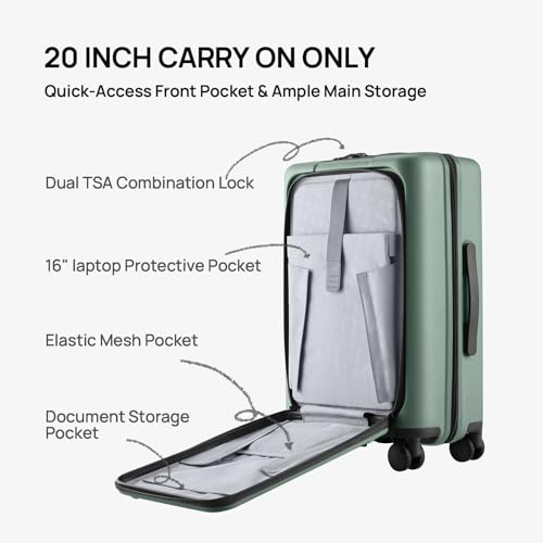 NINETYGO Medium Checked Luggage 25 Inch, Flat Top Opening Check In Luggage with Cup Holder, Expandable, Lightweight PC Hard Shell, TSA Lock, 360° Spinner Wheels (Creamy Matcha Tea) - color: 05-Creamy Matcha Tea, size: Checked 25-Inch (Top Opening, 72L)