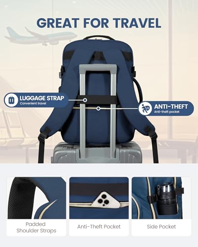 LOVEVOOK 40L Travel Backpack Flight Approved Carry on Backpack,3 Packing Cubes,Waterproof Personal Item Travel Bag,TSA Carry on Luggage Suitcase Travel Essentials,Gifts for Women & Men,fits 17" Laptop - color: Blue Green-black, size: Large-40L-4Pcs