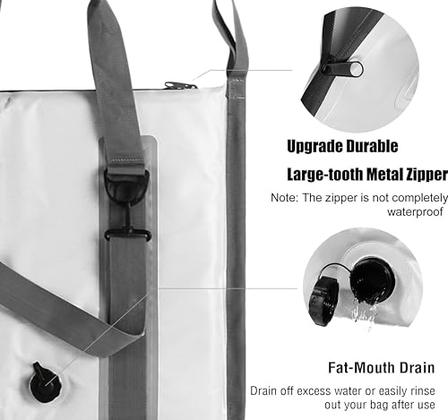 MORXPLOR Insulated Fish Cooler Bag for Fishing 41x17 47x17In 50x20In 60x24 72x30 80X40 Inches,Large Insulated Fish Kill Bag,Fishing Catch Bag Cooler with Water-resistant Zipper - color: 80inch Light Grey