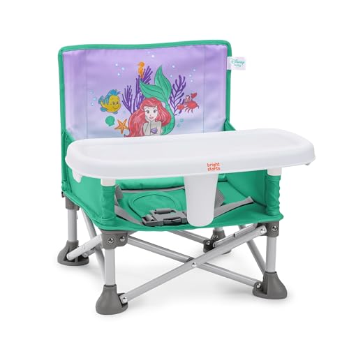 Bright Starts Disney Princess Ariel Pop 'N Sit Portable Booster, Indoor/Outdoor Use, Floor Seat with Feeding Tray, 6 Mos - 3 Yrs - color: Disney Princess, size: 1 Count (Pack of 1)