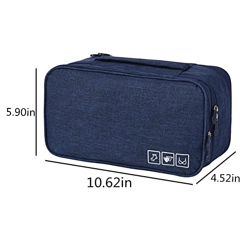 Portable Underwear Bra Storage Bag Waterproof Travel Organizers Multi-Layer Toiletry Packing Cube - color: Dark Blue