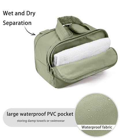Travel Toiletry Bag for Women, Large Wide-open Puffy Cosmetic Makeup Bag with Wet-Dry Separation, Multi-Pocket Organizer with Carry Handle for Toiletries, Cosmetics, Essentials, Green - color: Green