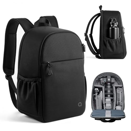 llano Compact Camera Backpack for DSLR/SLR/Mirrorless,Photography Bag with Laptop Slot (for 14" MacBook) & Tripod Holder, Ideal for Travel & Outdoor (for Canon, Nikon, Sony), Small, Black,10L Capacity - size: 10L