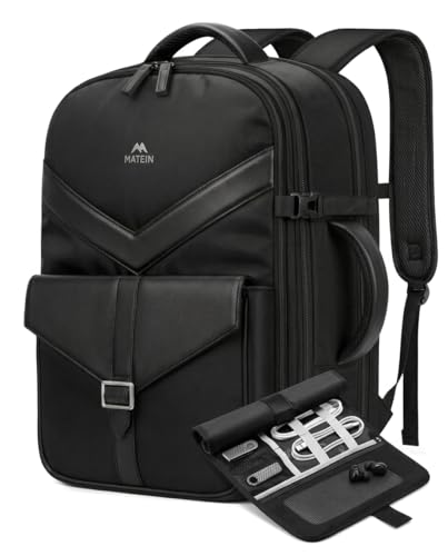 MATEIN CLASSIC Personal Item Backpack with Detachable Tech Organizer | TSA Approved 18x14x8 Underseat Travel Backpack for Frontier, Water Resistant Business Carry on Bag, Airlines, Fits 17" Laptop