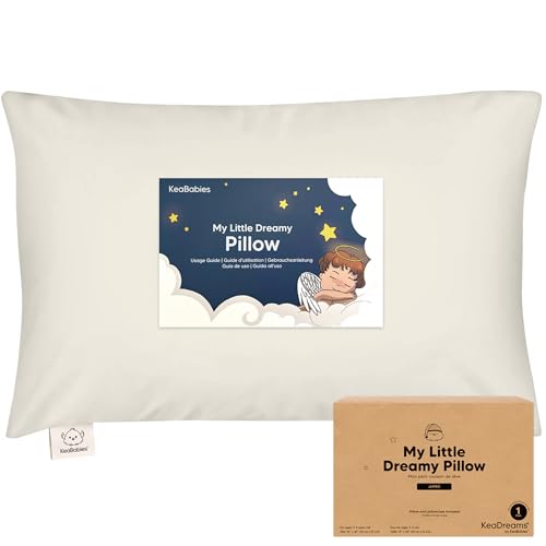 KeaBabies Organic Toddler Pillow with Pillowcase, Jumbo 14X20 - Soft Cotton Toddler Pillows for Sleeping - Machine Washable - Perfect for Travel, Toddler Bed Set (Clay) - color: Clay
