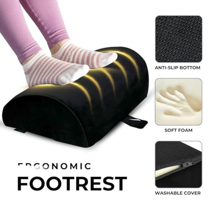 Friends of meditation Foot Rest for Office Chair | Foot Stool for Sofa | Ergonomic Foot Rest Under Table/Desk | Leg Resting Stool | Removable Cover | Black - color: Black