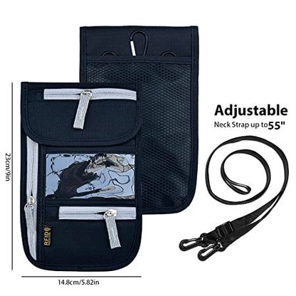 Travel Neck Wallet, RFID Blocking Passport Holder with Adjustable Neck Strap for Men and Women to Keep Cash, Credit Cards and Travel Documents Safe - Black - color: Black