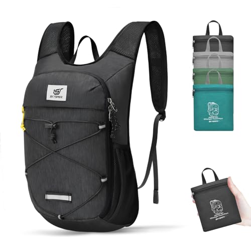 SKYSPER Foldable Hiking Backpack - 10L/15L Small Lightweight Daypack Breathable Travel Backpacks - color: Black, size: 10 l