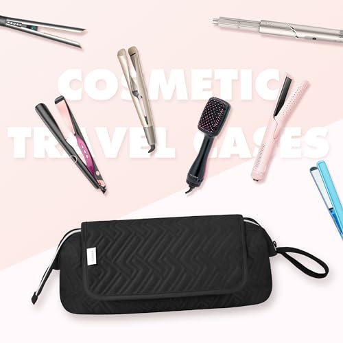 Leudes Hair Tools Travel Bag for Women Heat Resistant Mat for Travel Essentials Hot Tools Straighteners,Flat Irons,Curling Iron,Hot Air Brushes and Hair Dryer Organizer Bags 2 in 1(Black) - color: Black