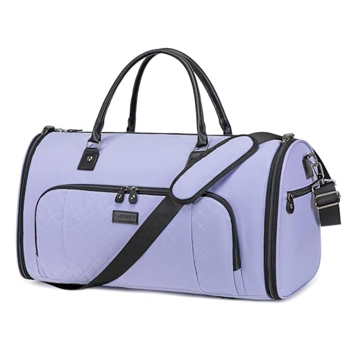 Vessgra Garment Bag for Airplane Travel, Carry On Garment Duffle Bags for Women, 2 in 1 Travel Suit Bag with Shoes Compartment Carry on Bag Hanging Garment Bag Travel with Shoulder Strap,Purple - color: Purple
