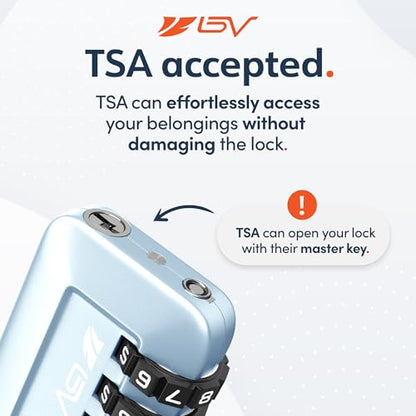 TSA Accepted Luggage Travel Lock, Set-Your-Own Combination Lock for School Gym Locker, Luggage Suitcase Baggage Locks, Filing Cabinets, Toolbox, Case (Arctic Blue, 4 Pack) - color: Arctic Blue, size: 4 Pack