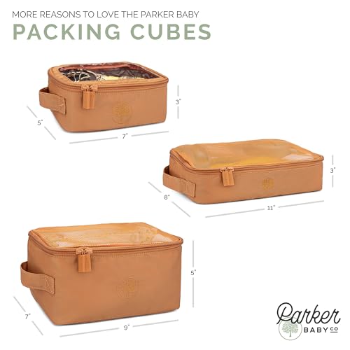 Parker Baby Co. Lightweight Packing Cube Set 3-Pack | Collapsible, Durable, Mesh & Clear Top | Travel Organizer for Diaper Bags, Luggage - Gray/Gray Buffalo - color: Gray/Gray Buffalo