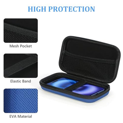 Portable Protection Hard EVA Case for External Battery, Cell Phone, GPS, Hard Drive, USB/Charging Cable, Small Carrying Bag Mesh Inner Pocket, Zipper Enclosure, Universal Travel Pouch Bag - color: Blue