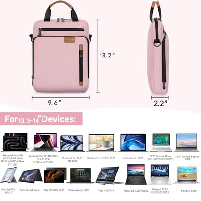 13.3-14 Inch Laptop Sleeve Bag, Padded Carrying Case for New MacBook Neo 13" (A18 Pro), MacBook Pro 14" M5/M4/M3/M2 14" /13", MacBook Air 13.6"/14" M5/M4/M3/M2 2026-2022, Surface Pro AI PC/9/8 13" - color: Pink, size: 13.3-14 Inch