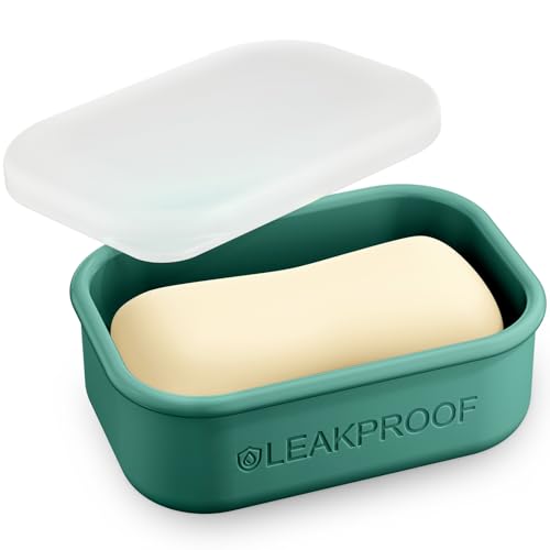 Quatish Compact Leakproof Travel Soap Case, Silicone Soap Box with Draining Layer, Enhanced Soap Container, Suitable for Camping, Gym, Bathroom, Outdoor Essentials, Green - color: Green, size: Regular