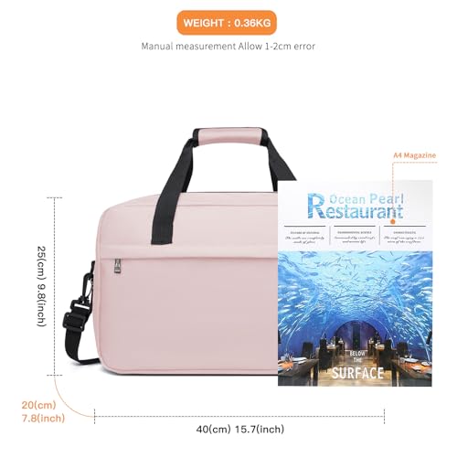 Kono Travel Duffel 20L Under Seat Carry-On Sports Tote Gym Weekender Overnight Bag - 15.75"x9.84"x7.87" Pink - color: Pink, size: M(15.75in x 9.84in x 7.87in)-20L