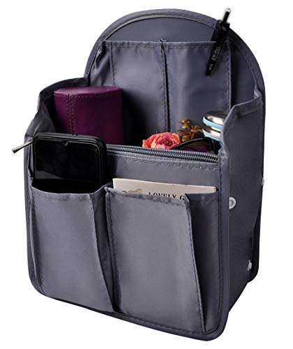 Vercord Backpack Organizer Insert Liner Hanging Travel Bag in Bag with Many Pockets - color: Grey, size: Medium