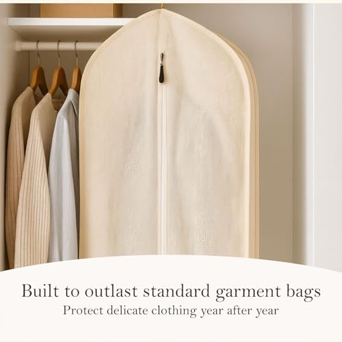 100% Cotton Garment Bag | Long | Breathable Garment Bags for Hanging Clothes | Garment Storage Bag for Long Dresses & Coats Storage | Pack of 1 (62 Inch) - size: 62 Inch