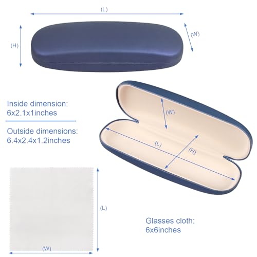 Joyberg Glasses Case, 2 Pack Eyeglass Case with Cleaning Cloth, Glasses Case Hard Shell Fits Most Glasses - color: Dark Blue