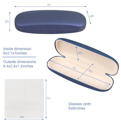 Joyberg Glasses Case, 2 Pack Eyeglass Case with Cleaning Cloth, Glasses Case Hard Shell Fits Most Glasses - color: Dark Blue