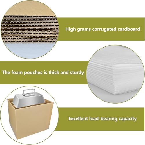 7 Sets Moving Boxes with Divider Kits,16 x 12 x 13 Inch Glassware Dish Packing Box Kitchen Moving Box Corrugate Dividers with 168 Pcs Foam Pouches,2 Pcs tape rolls with dispenser(Two Layer) - style: 7 Sets-two layer-16x12x13in