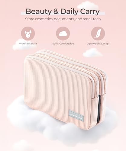 Preppy Makeup Bag, Rectangle Double Detachable Cosmetic Organizer, Clear Side Panel Portable Travel Pouches for In-Flight Essentials, Beauty & Tech Accessories, Gift for Women - color: Pink