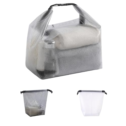 Cosmetic storage bag with dry and wet separation, wash bag, hand-held bag, portable storage bag, simple style,suitable for travel, fitness, swimming, outdoor rafting (White+Gray, Carry-On 20-Inch) - color: White+Gray