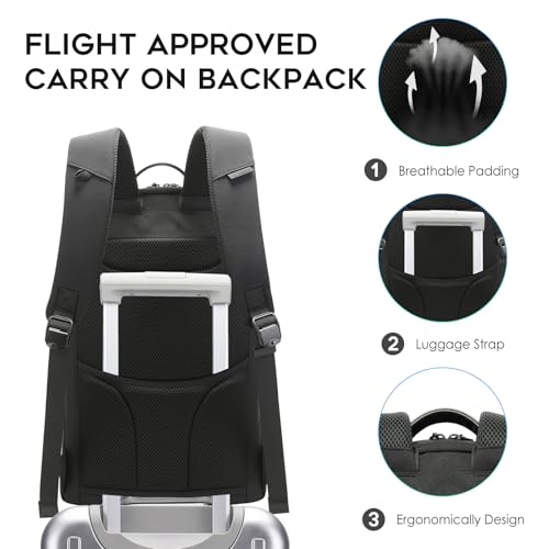 BANGE Commute backpack can hold 15.6 inch laptop,Flight approved carry on backpack for men and woman - color: Black