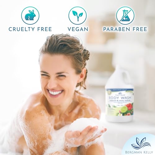 BERGMAN KELLY Refill Gallon Size Body Wash (128 fl oz, Tropical Waterfall Scent), Delight Your Guests with an Invigorating and Refreshing Body Wash, Quality Guest Hotel Toiletries in Bulk - size: 128 Fl Oz (Pack of 1)
