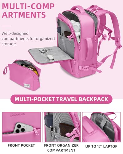 LARVENDER Carry on Luggage 22x14x9 Airline Approved Hardshell Suitcase with Wheels TSA Lock, PC+ABS Lightweight Suitcase Set for Women with Travel Backpack, Glossy Berry - color: Glossy Berry (XL-BP), size: 3 Piece Set (Backpack/TB/20)